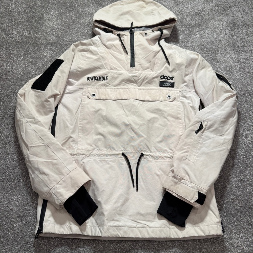 Dope Jacket Mens Small White Nylon Anorak Ski Snowboard BYNDXMDLS Snow Coat
